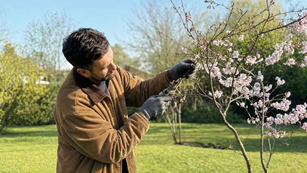 Illustration éditoriale pour l’article « Réussir la taille du cerisier du Japon pour un beau jardin »