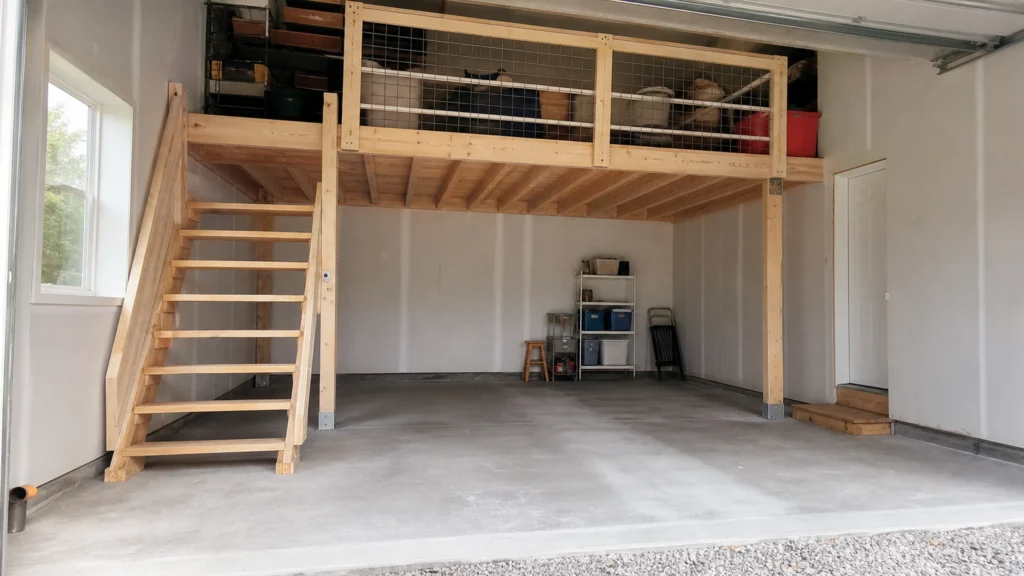 Illustration éditoriale pour l’article « Comment créer une mezzanine de garage et gagner de l'espace »