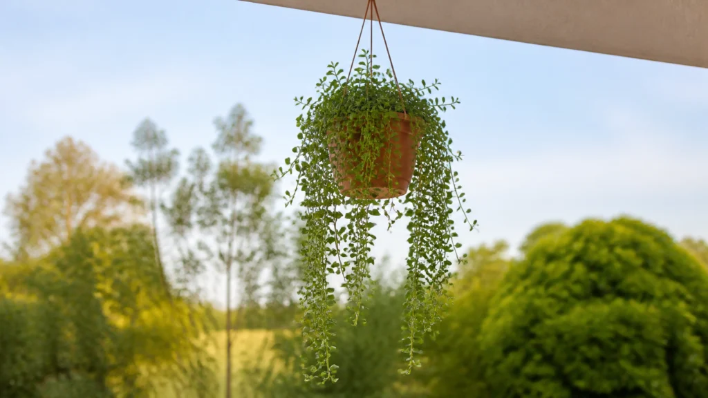 Illustration éditoriale pour l’article « Plante retombante extérieur persistant : le choix idéal »