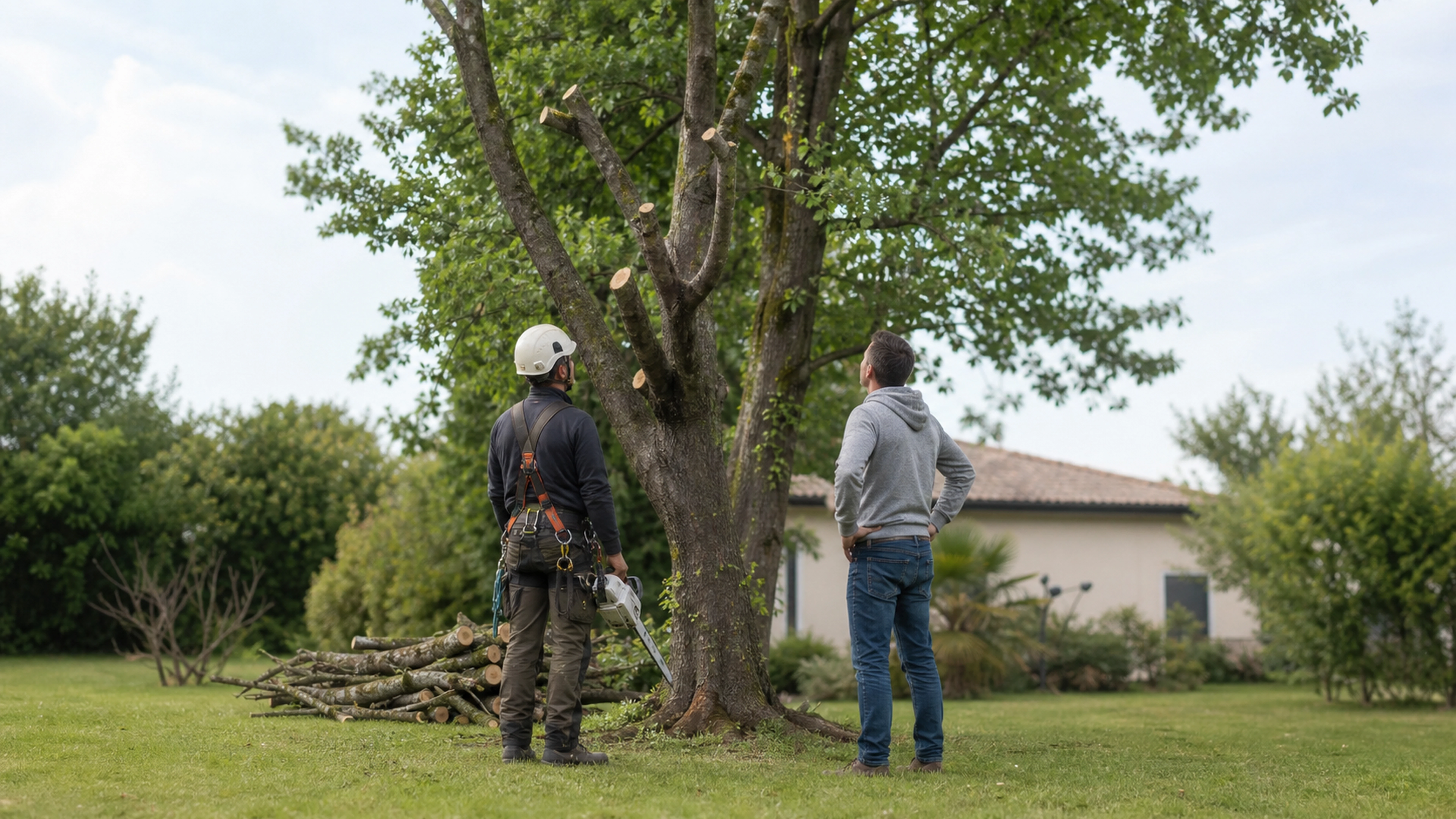 Illustration éditoriale pour l’article « Quel est le cout elagage arbre ? Tarifs et conseils en 2026 »